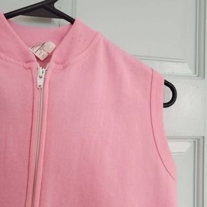 Vintage Pink sleeveless zipup shirt 80s 90s small womens